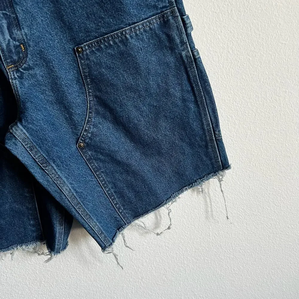 Carhartt denim blue jean double knee work wear carpenter shorts